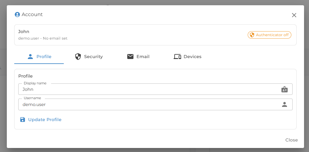 Account profile tab