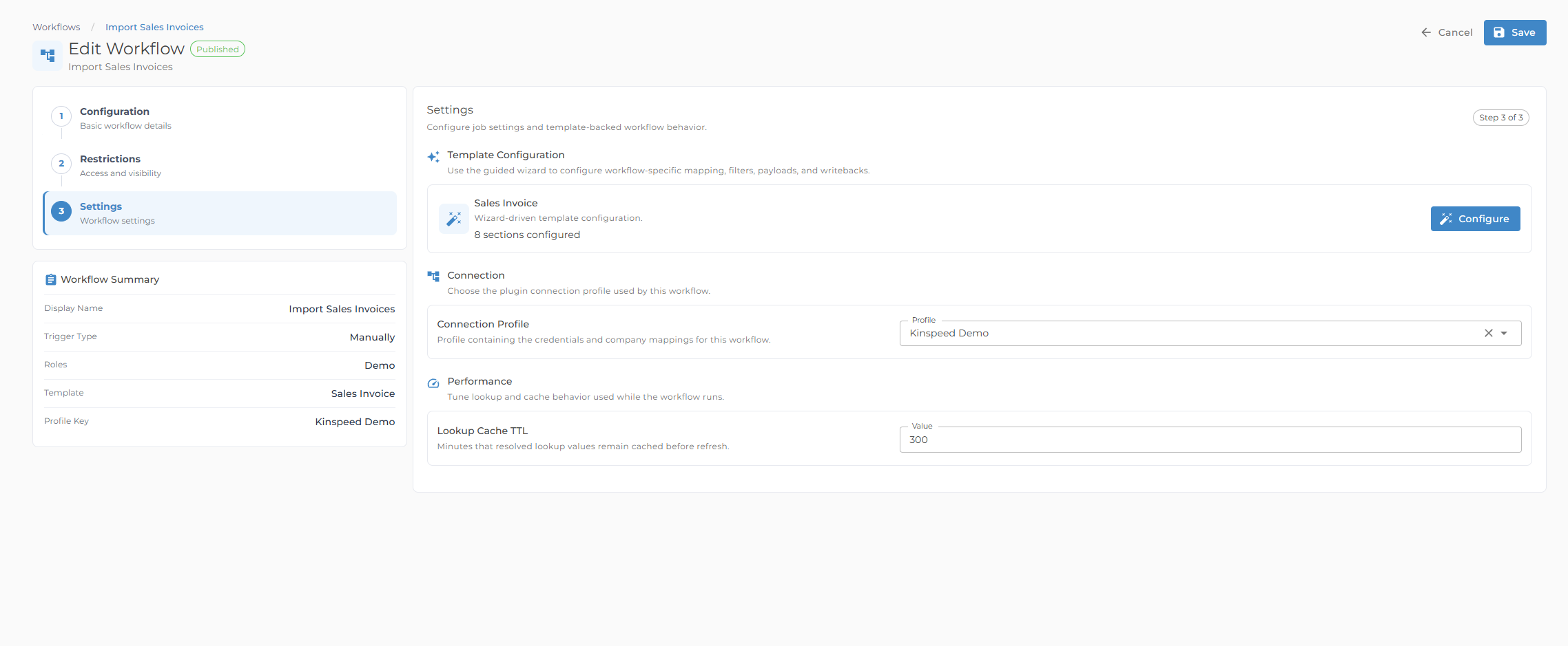 Workflow edit dialog